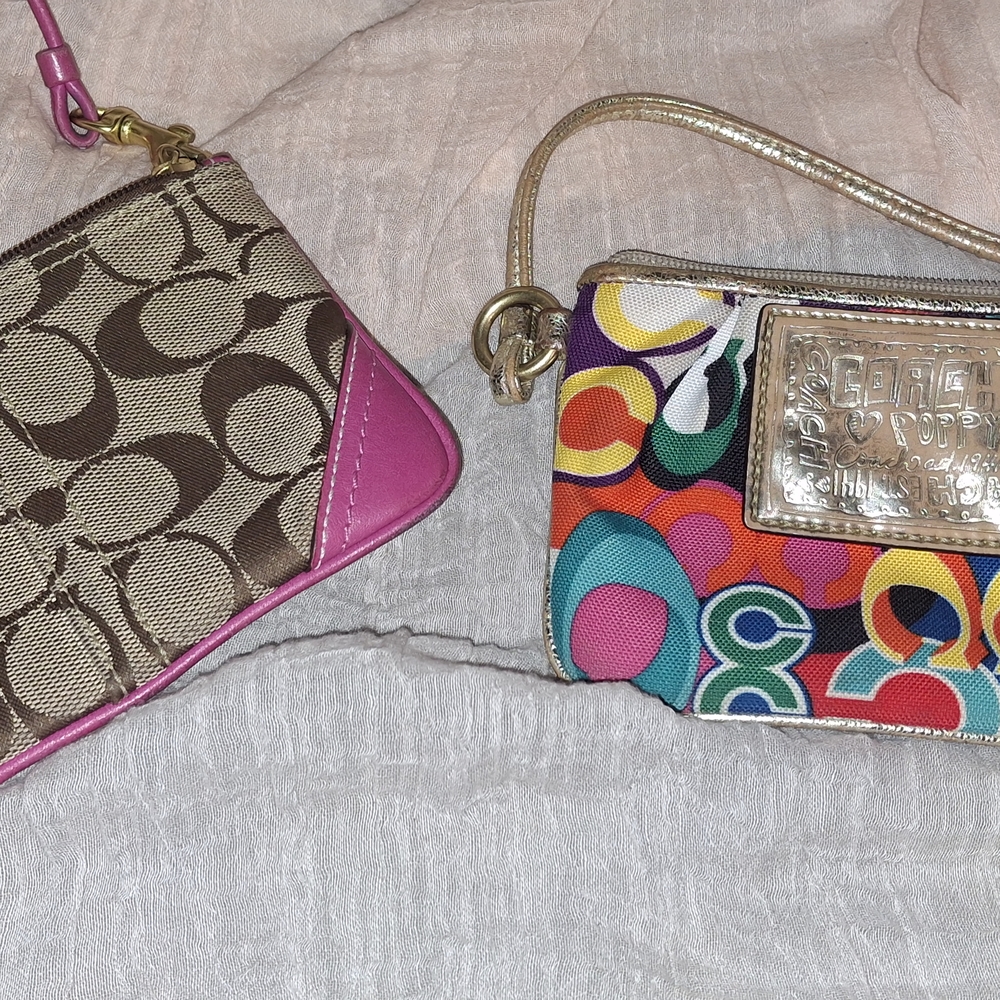 Coach Multicolor and Brown Wristlet Set